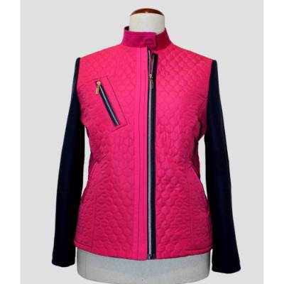 Damen Steppjacke Pink Blau Freizeitjacke Größe 40 mit Stehkragen & Baumwollfutter