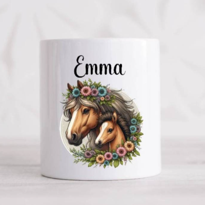 Kinder Spardose mit Namen personalisiert Pferd Mädchen Sparbüchse Geschenk Einschulung Geburtstag