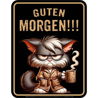 Lustiges Blechschild Guten Morgen – Witziges Retro-Schild aus Aluminium 17x22 cm