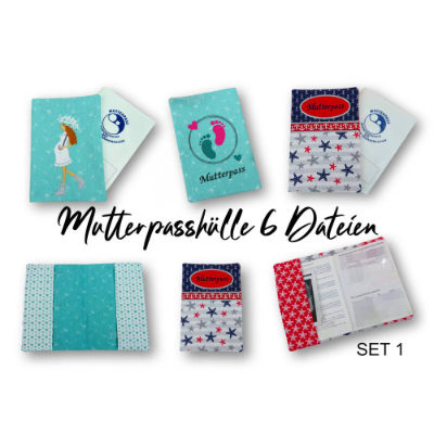 Stickdatei Mutterpasshülle SET 1, Rahmen 20 cm x 30 cm, ITH, 6 Dateien, Mama, Schwanger, Baby, Hülle, Umschlag