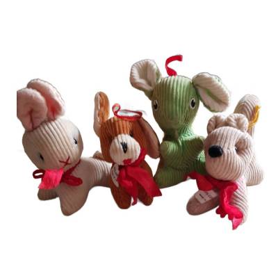 Vintage 70er Stofftiere – Stoffhunde & Stoffmaus aus Cord, Country Style, Dekoration & Geschenkidee