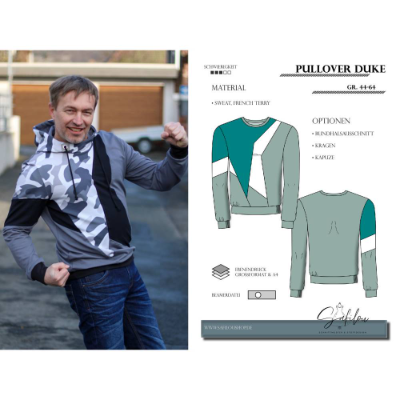 PDF-Schnittmuster Pullover Duke (Gr. 44-64) – stylischer Herren-Pullover mit geometrischen Teilungen