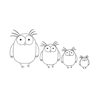 Stickdatei Eule, LineArt, Redwork, Silhouette, vier Größen, Eule