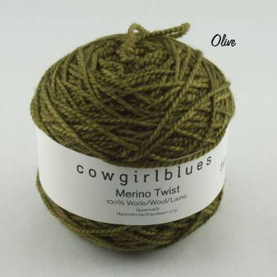 Merino Twist Solid von Cowgirlblues: schöne handgefärbte Wolle in Olive