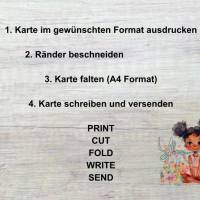 Geburtstagskarte, digitaler Sofortdownload, selbst ausdrucken, deutsch und englisch Bild 3