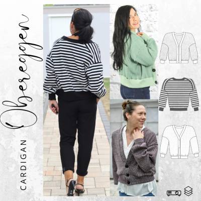 Ebook PDF Schnittmuster Damen Oversize Cardigan OBEREGGEN Gr. 32-56