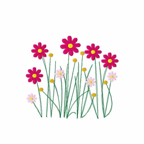 Stickdatei Blümchen in vier Größen, Blume, Wiese, Blüte, Gras