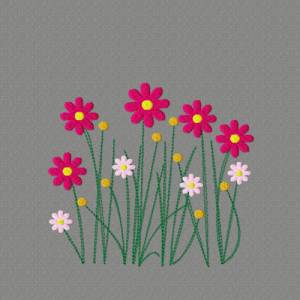 Stickdatei Blümchen in vier Größen, Blume, Wiese, Blüte, Gras Bild 2