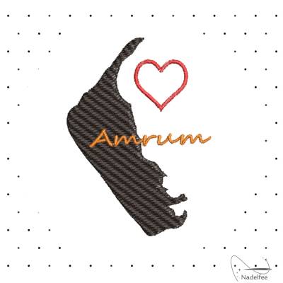 Stickdatei * Amrum Herz * 80x58 mm Maschinenstickmuster . dst exp hus jef pcs pes vip vp3 xxx