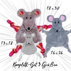 Stickdatei ITH Maus Kuscheltuch drei Größen, zwei Ohrvarianten, Baby schmusetuch, kuscheltier, schnuffeltuch, maus Bild 1