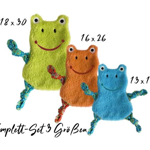 Stickdatei Frosch Kuscheltuch ITH in drei Größen, Baby, schmusetuch, Kuscheltier, Schnuffeltuch, Frosch