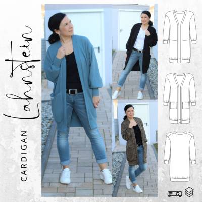Ebook PDF Schnittmuster Damen Cardigan LAHNSTEIN Gr. 32-56