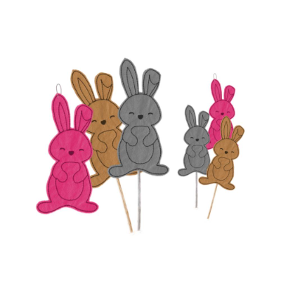 Stickdatei Hase, Anhänger, Blumentopf, Stab, Ostern, Frühling, zwei Größen, Redworkstich