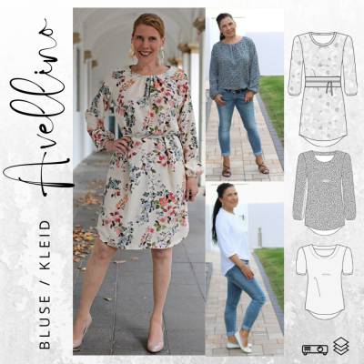 Ebook PDF Schnittmuster Damen Bluse/Kleid AVELLINO Gr. 32-54