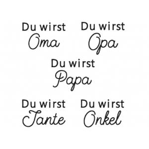 Stickdatei Schrift Baby Ankündigung, Rahmen 10 cm x 10 cm, Papa, Oma, Opa, Tante, Onkel, Schriftzug, Spruch, Baby, Ankün Bild 1