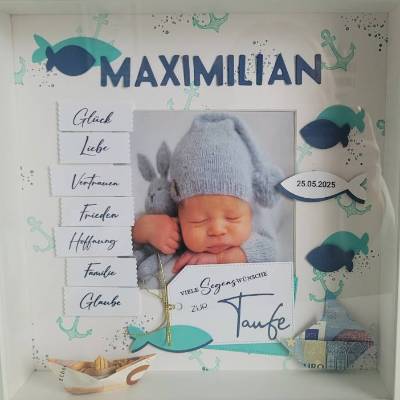 3D Bilderrahmen als Geldgeschenk zur Taufe, Stampin up, Geschenkidee, personalisierbar
