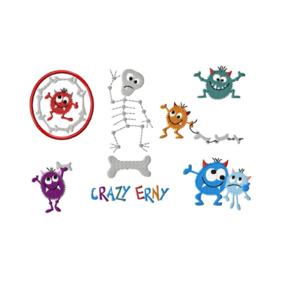 Stickdatei Crayzy Erny, Skelett, Monster