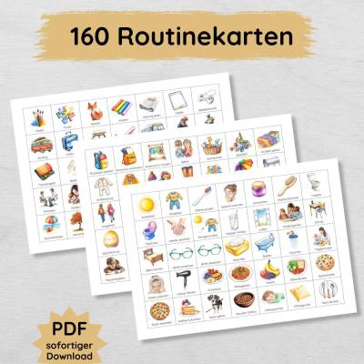 160 Routinekarten für Kinder zum Ausdrucken, ideal für Wochenplan, Tagesplan & Routineplan