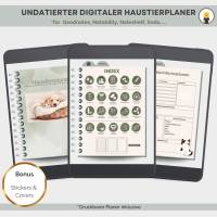 Undatierter digitaler Haustierkalender, Haustierplaner, Goodnotesplaner, Haustierorganizer, iPad Planer, Notability Bild 1