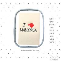 Stickdatei * i love Mallorca * 44x80mm Maschinenstickmuster digital Bild 2