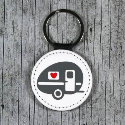 Lederanhänger **Camping1** von ZWEIFARBIG 5,2cm Glücksbringer Schlüsselanhänger Leder Wohnwagen