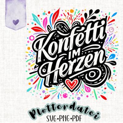 Konfetti-Rahmen Plotterdatei | SVG, PNG, PDF | Party-Deko, Einladungskarten & Scrapbooking | Digitaler Download
