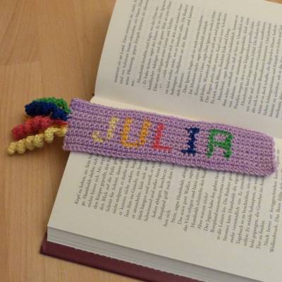 Häkelanleitung Lesezeichen mit eingehäkeltem Namen, pdf-Datei