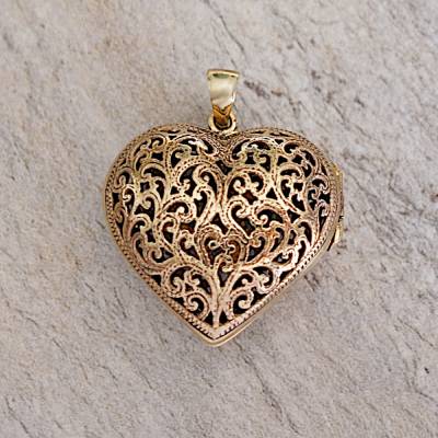 Reich verziertes Bronze Herz zum Öffnen