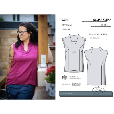PDF-Schnittmuster Bluse Suna – Zeitlose Eleganz mit Kelchkragen (Gr. 32-54) / Ebenen & Beamerdatei