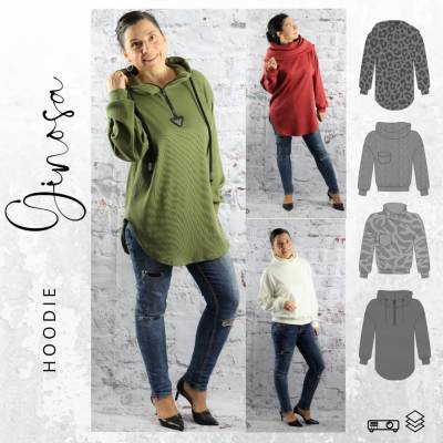 Ebook -PDF Schnittmuster Damen Hoodie/ Pullover GINOSA Gr. 32-56