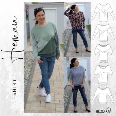 Ebook PDF Schnittmuster Damen Shirt HEMAU 34-56