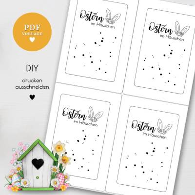 Druckvorlage Karte PDF-Datei A4 – „Ostern im Häuschen“ | Download