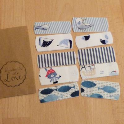 Kinderpflaster, Pflasterstrips mit Stoff-Auflage, 10 Stück, maritim, Handarbeit