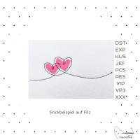 Stickdatei * 2 Herzen * 120x35 mm Maschinenstickmuster digital Bild 2