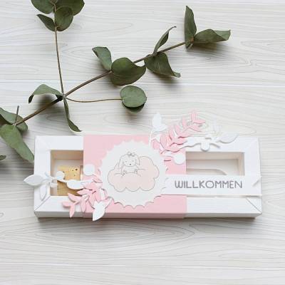 Geldgeschenk zur Geburt oder Taufe, Geschenkverpackung mit Reagenzglas