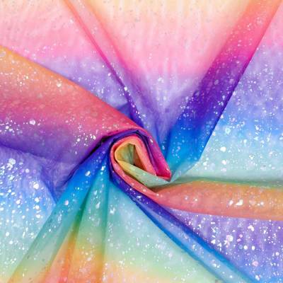 Glitzertüll in Regenbogenfarben, Tüll mit Glitzer und Farbverlauf