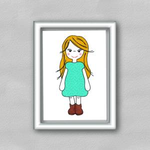 Stickdatei Girl Applikation in vier Größen und drei Varianten, Applikation, Redwork Bild 5