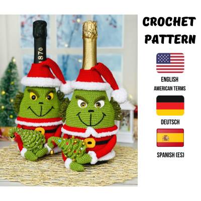 Weihnachtliche Sektflaschenhülle häkeln – Lustige Flaschenverpackung als DIY-Anleitung