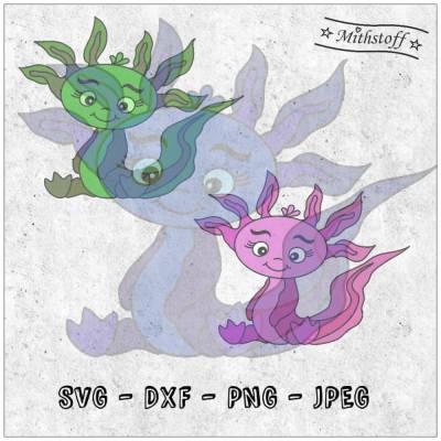 Süße Plotterdatei Axolotl - Mithstoff - PNG - DXF - SVG