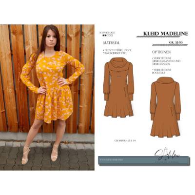 PDF-Schnittmuster Kleid Madeline – Verspieltes Design mit vielseitigen Ärmeloptionen & Rockvarianten (Gr. 32-50)