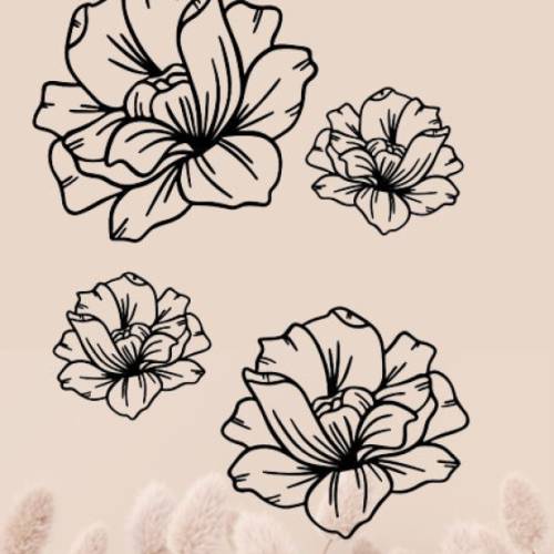 Fensterbild | Aufkleber | Wandtattoo – Wildblume Blüte 4er-Set