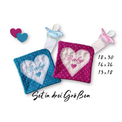 Stickdatei Schmusetuch Herz ITH drei Größen, Baby, Schmusetuch, Kuscheltuch, Schnuffeltuch, Stickmuster, Herz