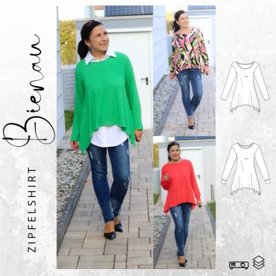 Ebook PDF Schnittmuster Damen Zipfelshirt BIENAU Gr. 32-56