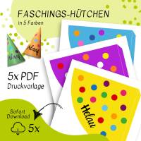 Druckvorlage Faschingshütchen - Fasching - Partyhütchen - Helau - Alaaf - Spitzhütchen - Karneval - Kostüm Bild 2