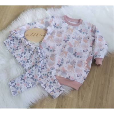 Set*Tunika*Leggings*Mädchen*Größe 92*Taschen*Blumen*Hirsch