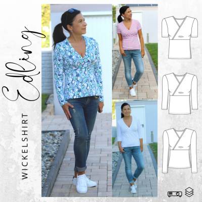 Ebook PDF Schnittmuster Damen Shirt Wickelshirt EDLING Gr. 34-54