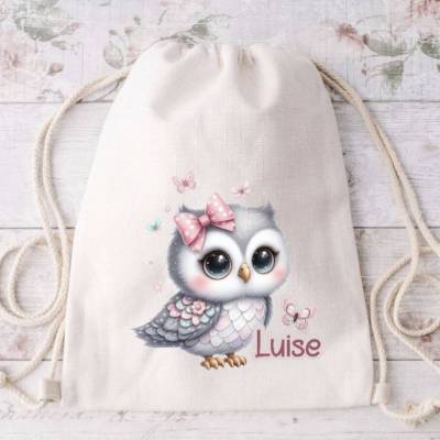 Kinder Turnbeutel mit Name Eule Mädchen personalisiert 