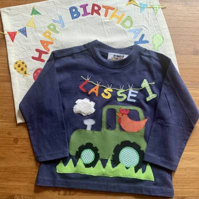Geburtstagsshirt, Namensshirt,  T-Shirt, Traktor, Huhn, Bauernhof,  personalisierbar, Zahl versch. Farben & Gr&ou