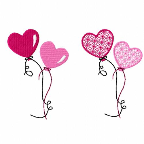 Stickdatei Herz Luftballon - zwei Varianten, Rahmen ab 10 cm x 10 cm, Herzl, Spitze, sticken