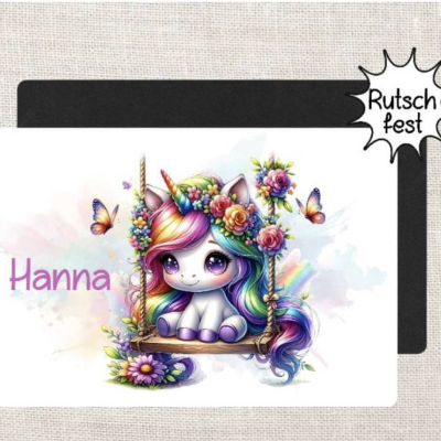 Tischset Einhorn Kinder personalisiert mit Name Mädchen Platzset Platzdeckchen Geschenk Einschulung 
